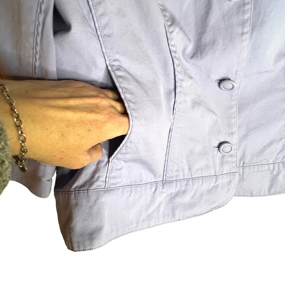 Coldwater Creek Button Down Lavender Jacket 100% Cotton Slip Pockets Size 14 - Picture 10 of 12